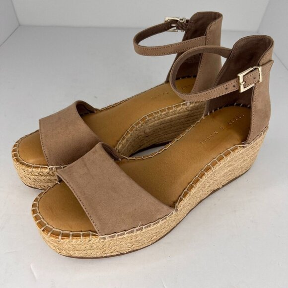 Kelly Katie Womens Tan Platform Ankle Strap Size 8.5M Espadrille Sandals - Picture 1 of 8